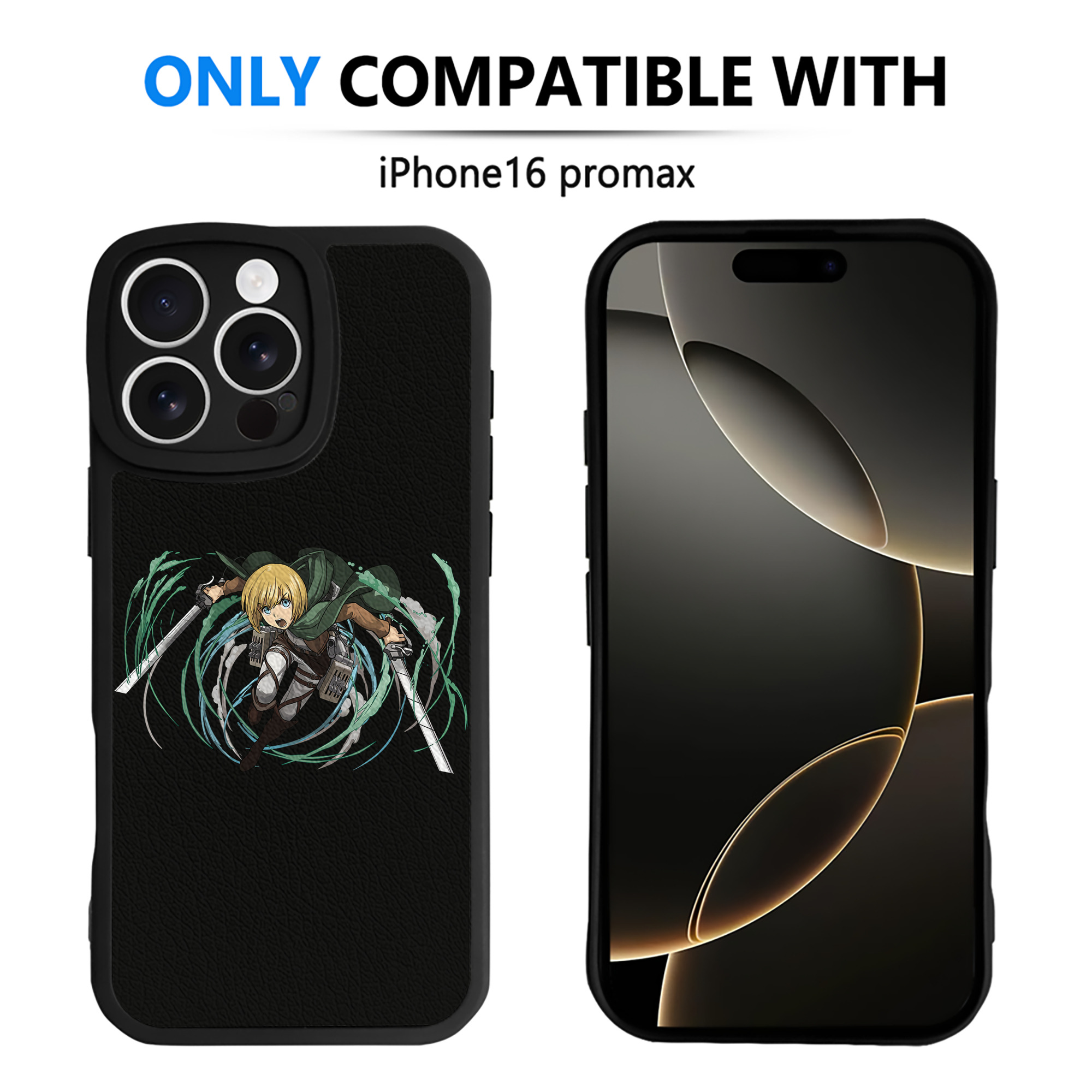 （画像用） 進撃の巨人 アルミン·アルレルト Attack on Titan Armin Arlert 【iPhone 16シリーズ対応】シリコンスマホケース（レザー調） 材質：シリコン